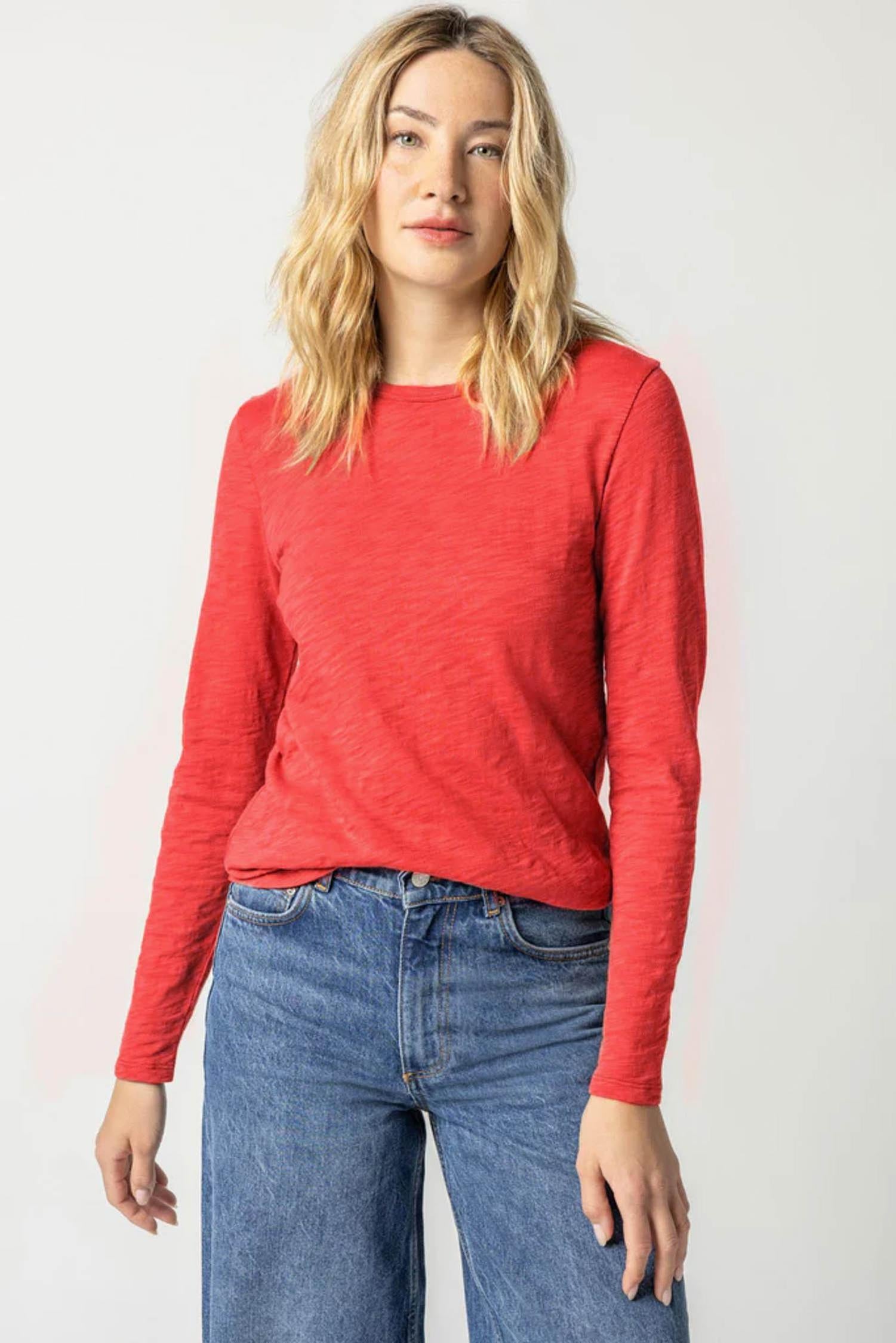 Long Sleeve Crewneck in color Cinnabar Image A1