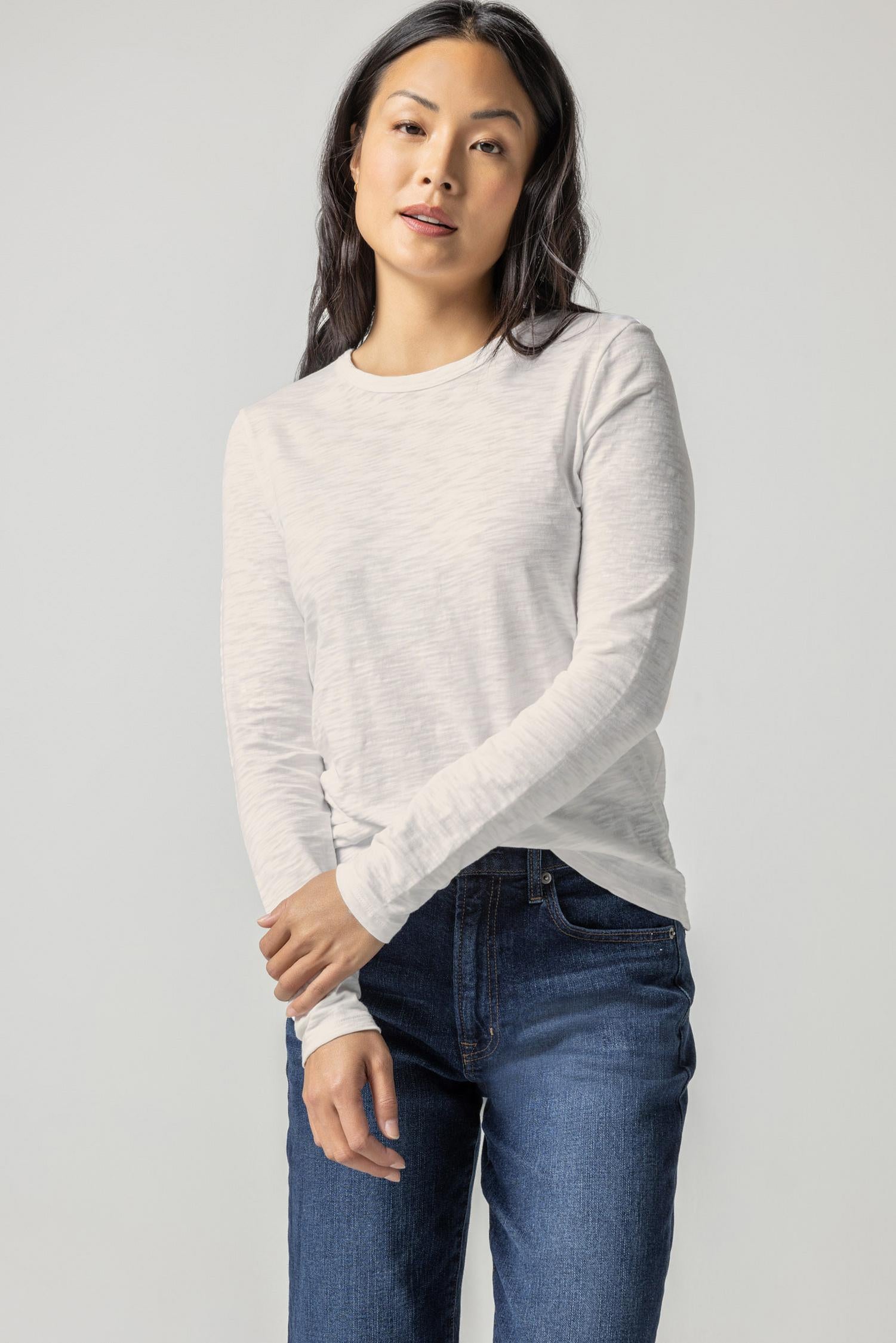 Long Sleeve Crewneck in color Ecru Image A1
