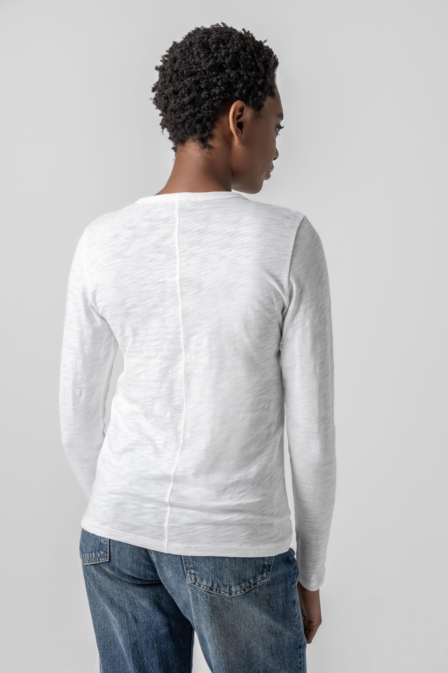 Long Sleeve Crewneck in color White Image A2