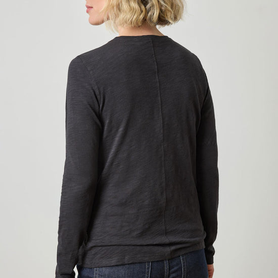 Long Sleeve V-Neck in color Black Image A2