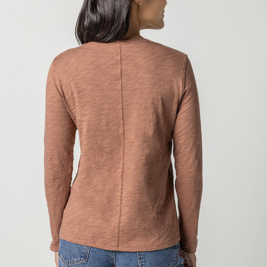 Long Sleeve V-Neck in color Clove Image A2