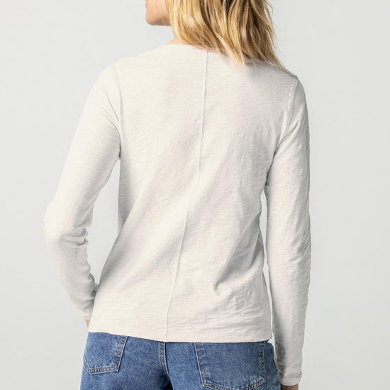 Long Sleeve V-Neck in color Ecru Image A2