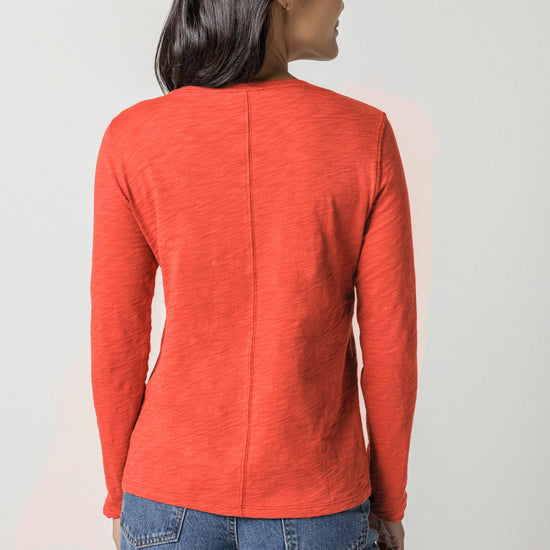 Long Sleeve V-Neck in color Poppy Image A2