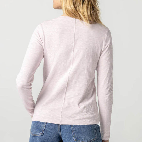 Long Sleeve V-Neck in color Soft Orchid Image A2