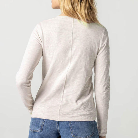Long Sleeve V-Neck in color Talc Image A2