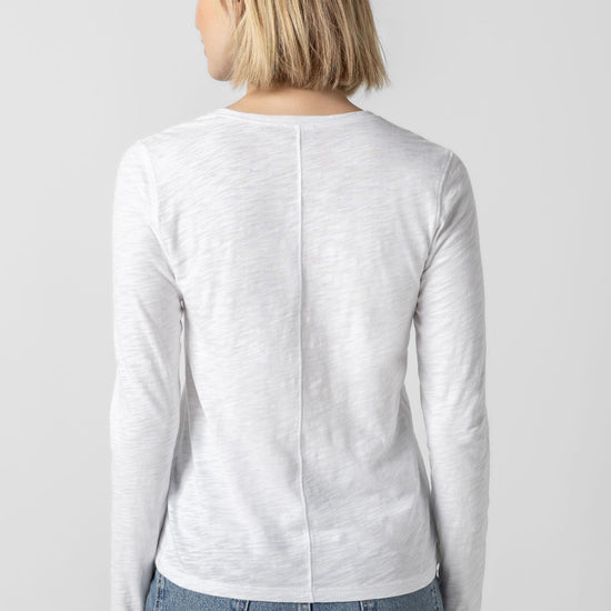 Long Sleeve V-Neck in color White Image A3