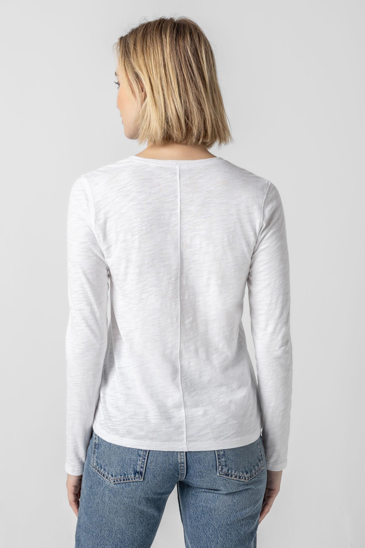 Long Sleeve V-Neck in color White Image A3