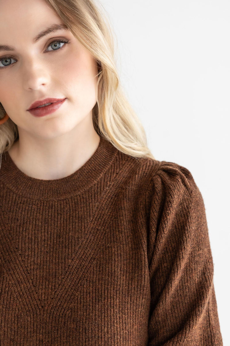 Ribbed Puff Sleeve Sweater