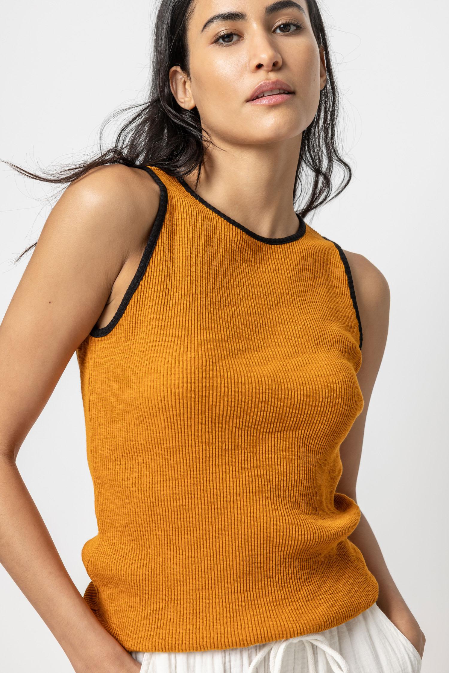 Contrast Binding Crewneck Tank