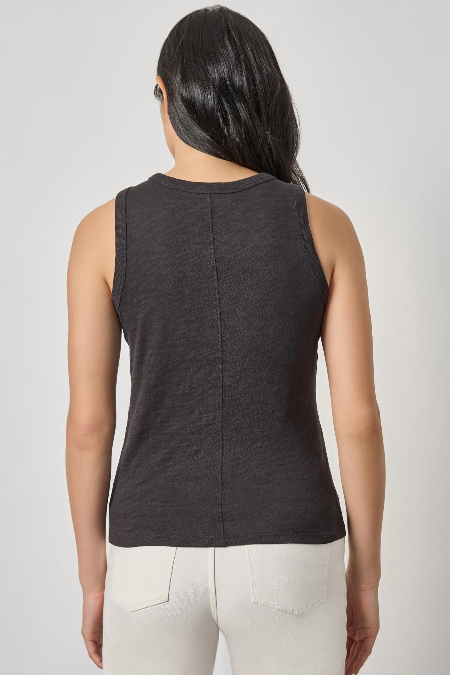 Back Seam Tank in color Black Image A2