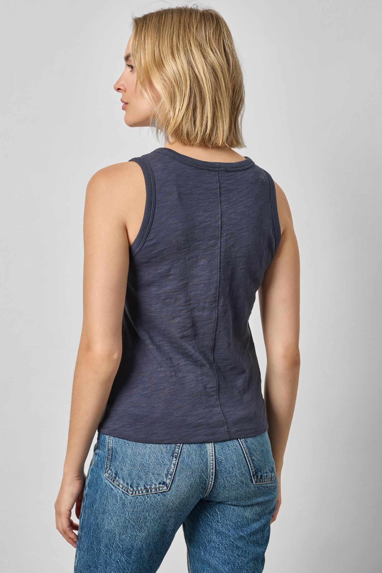 Back Seam Tank in color Navy Image A2