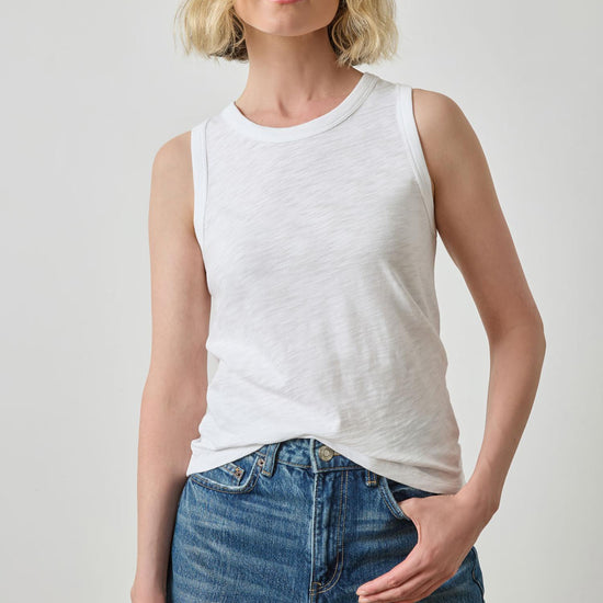 Back Seam Tank in color White Image A1