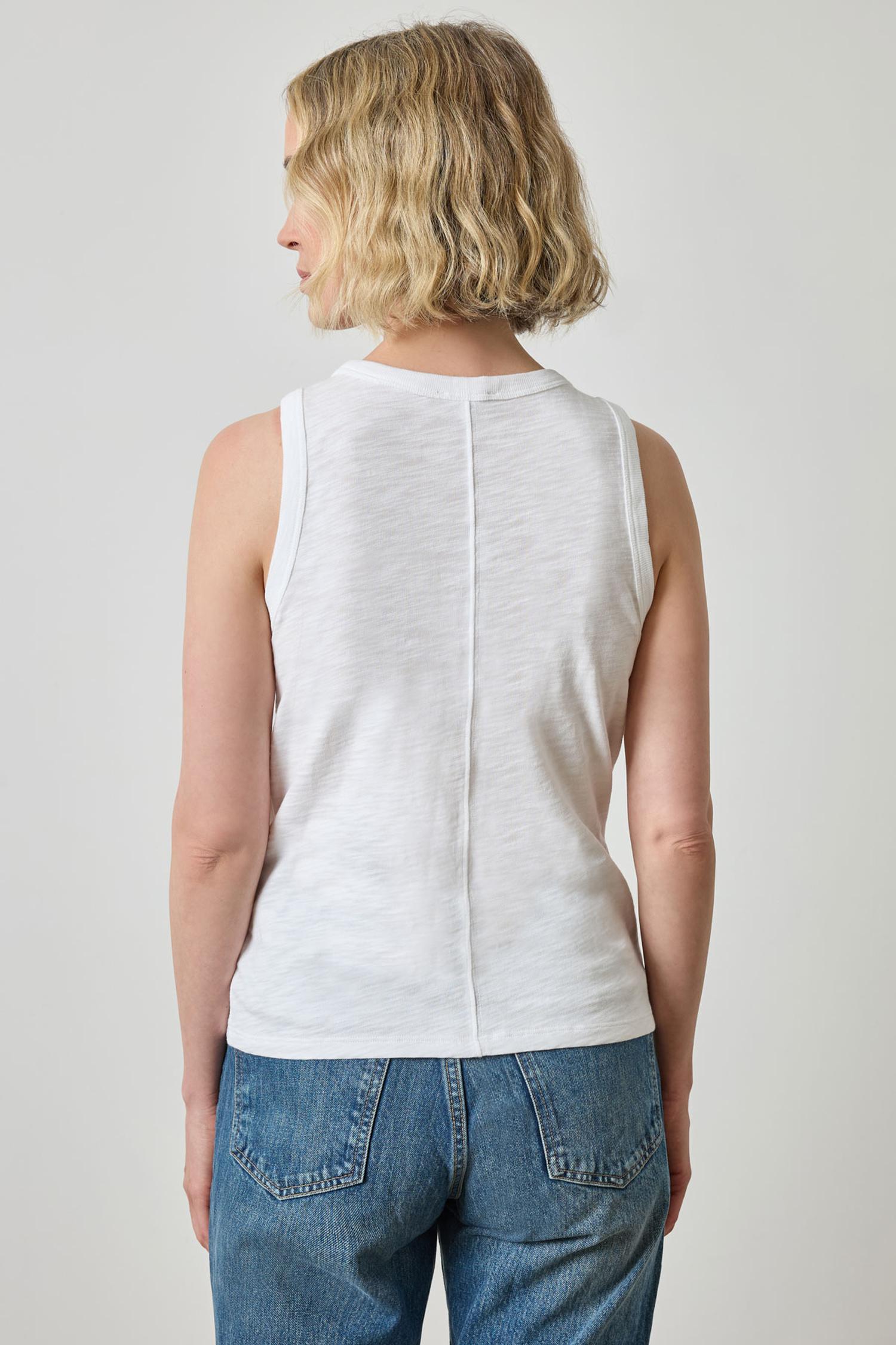 Back Seam Tank in color White Image A2