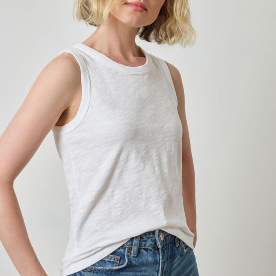 Back Seam Tank in color White Image A3