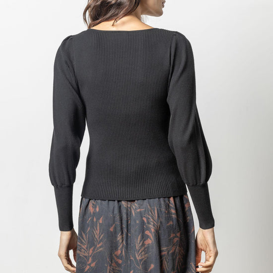 Full Sleeve Square Neck Sweater Womens Sweater Black A2