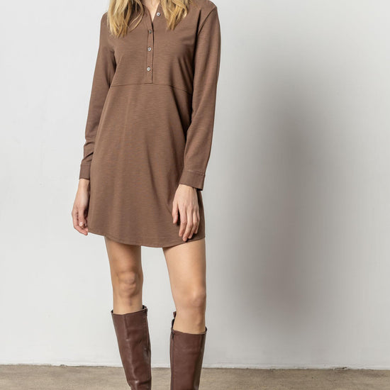 Long Sleeve Seamed Shirt Dress Womens Dress Java A1