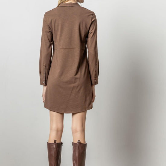 Long Sleeve Seamed Shirt Dress Womens Dress Java A3
