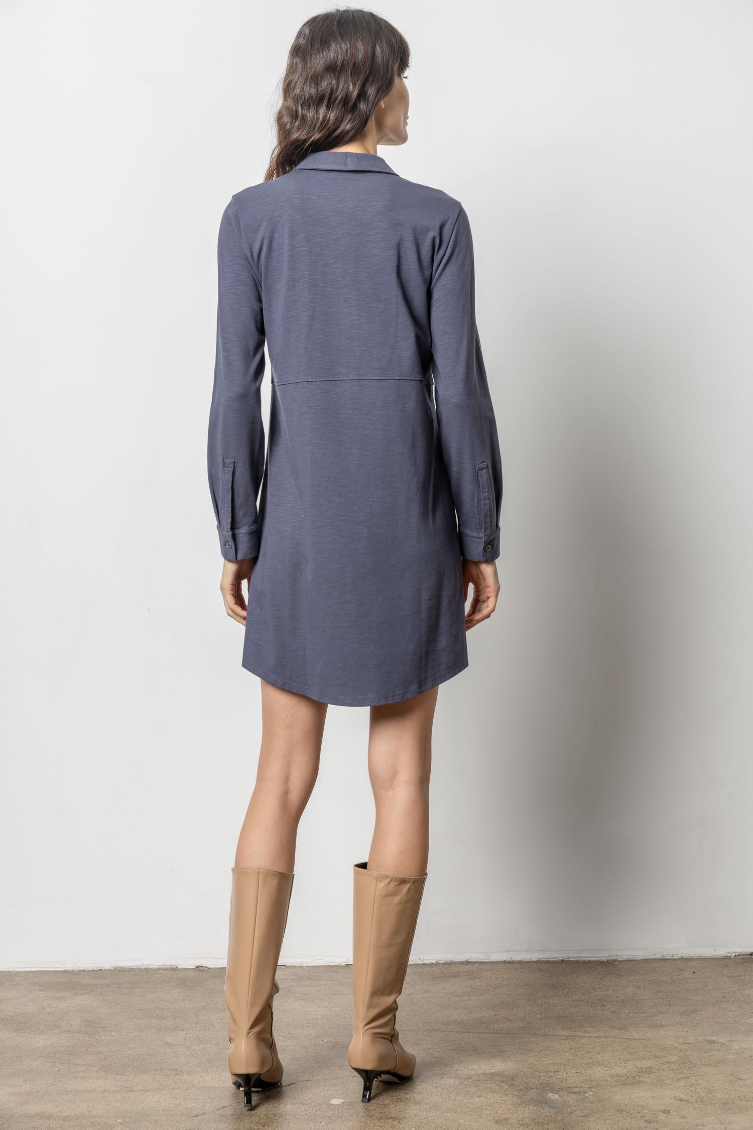 Long Sleeve Seamed Shirt Dress Womens Dress Odyssey A2