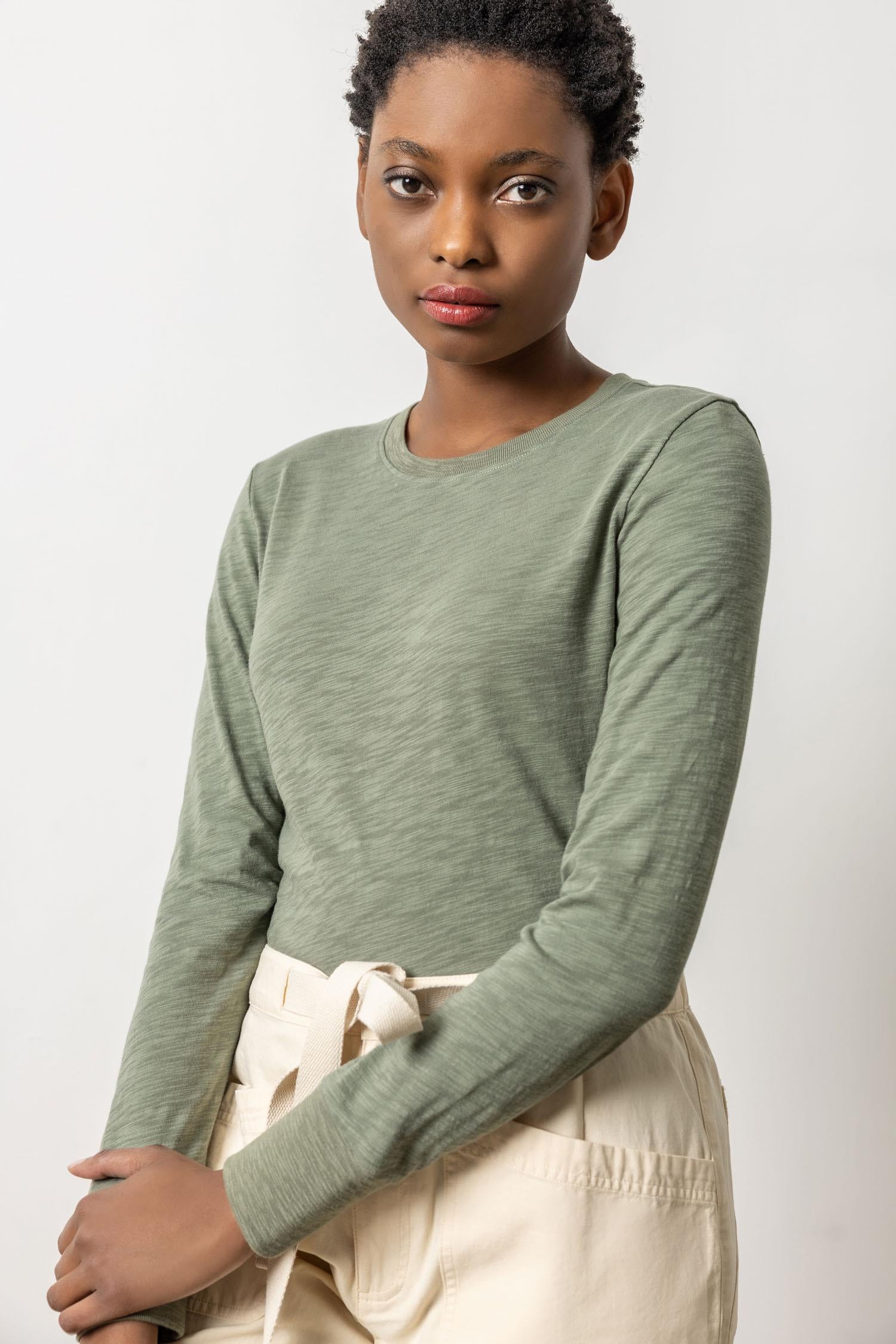 Danskin Women's Long Sleeve Tulip Hem Top - Soft Brushed Fleece, Crew Neck, Side Panel Details For Casual Wear