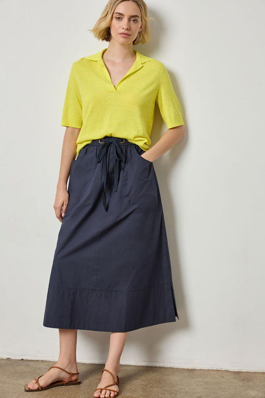 Elbow Sleeve Polo Sweater in color Lemon Image A3