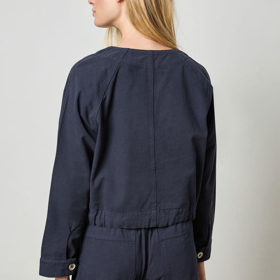 Drawstring Waist Jacket Womens Jacket Navy A3