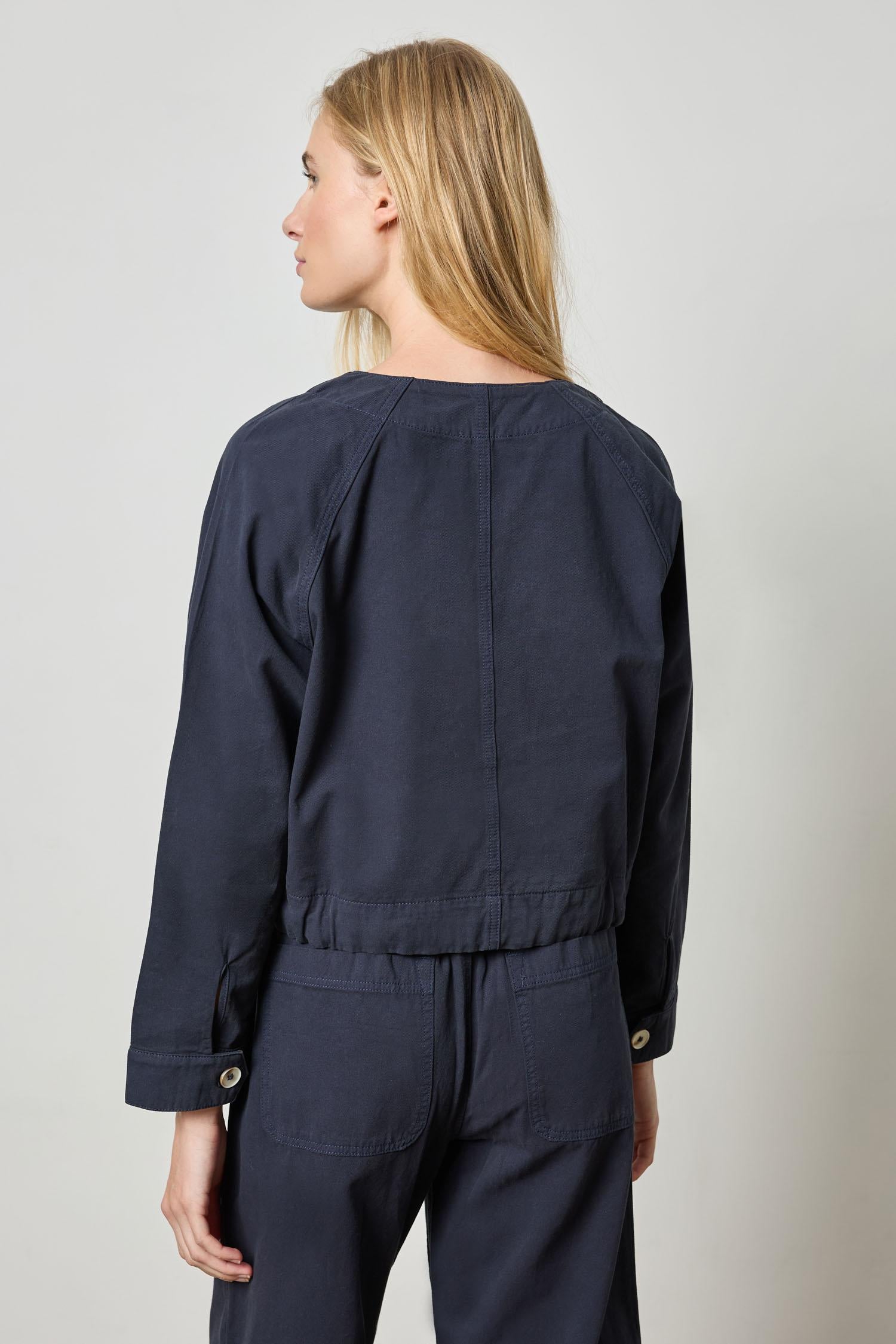 Drawstring Waist Jacket Womens Jacket Navy A3