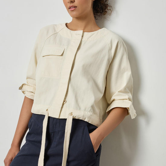 Drawstring Waist Jacket Womens Jacket Oyster A1