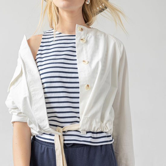 Drawstring Waist Jacket Womens Jacket White C3