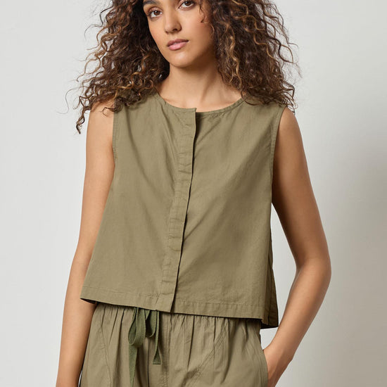 Hidden Placket Top Womens Top Kelp A1