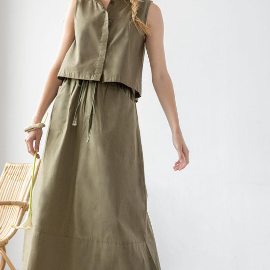 Hidden Placket Top Womens Top Kelp C1