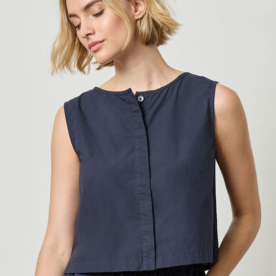 Hidden Placket Top Womens Top Navy A1
