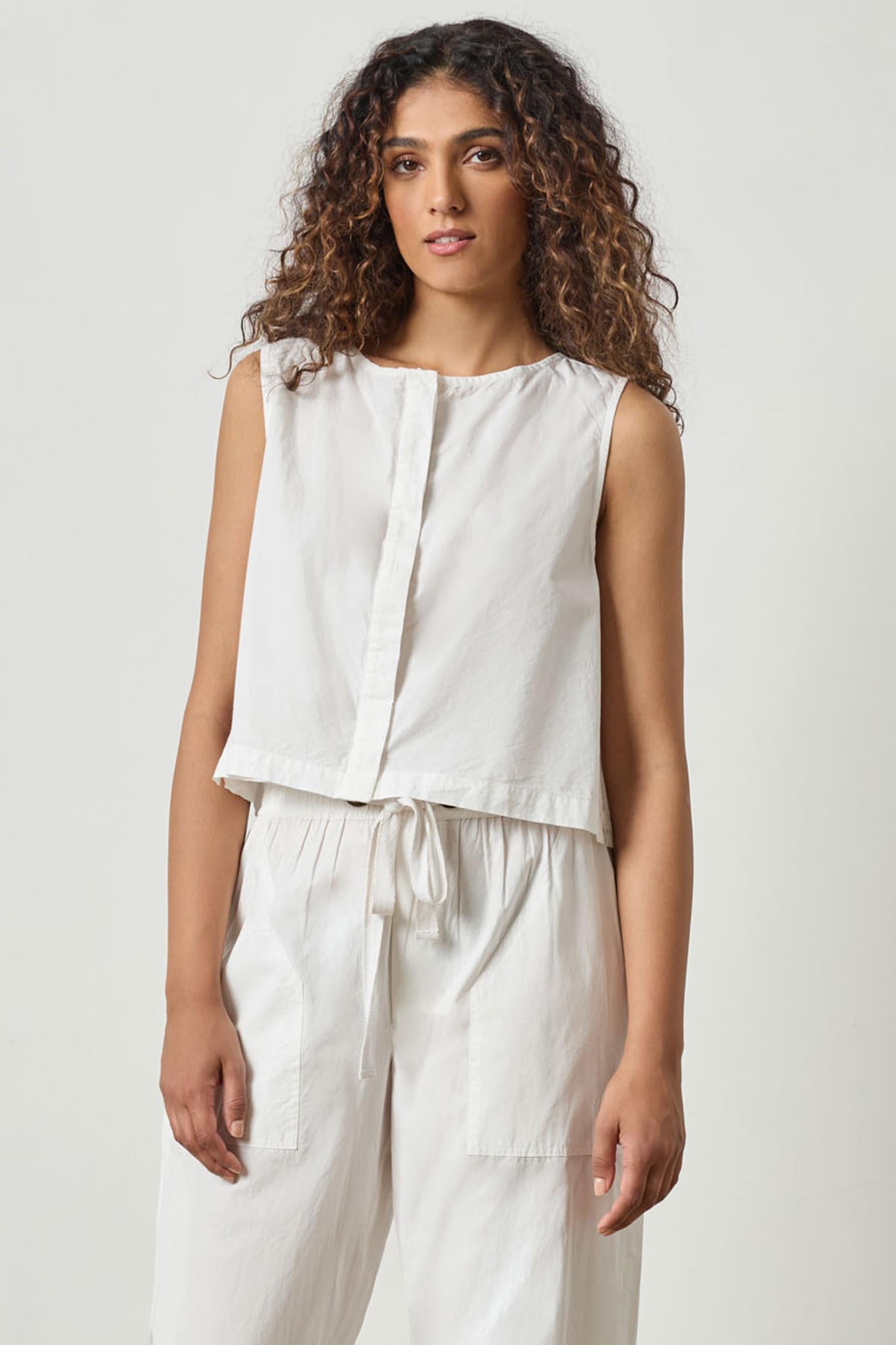 Hidden Placket Top Womens Top White A1