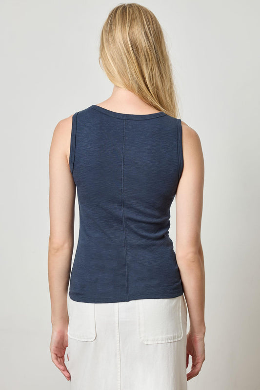 Wide Strap Tank Womens Top Navy A2