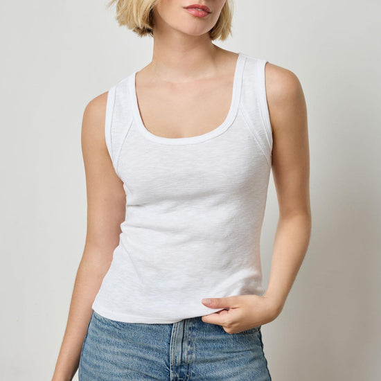 Wide Strap Tank Womens Top White A1