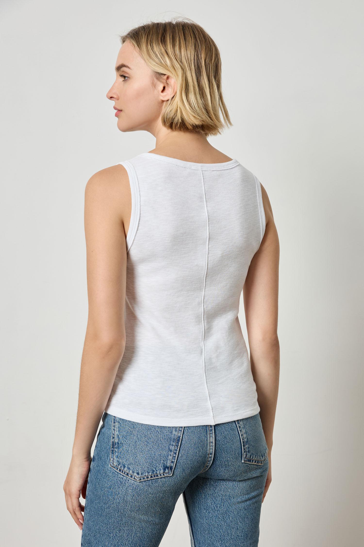 Wide Strap Tank Womens Top White A2