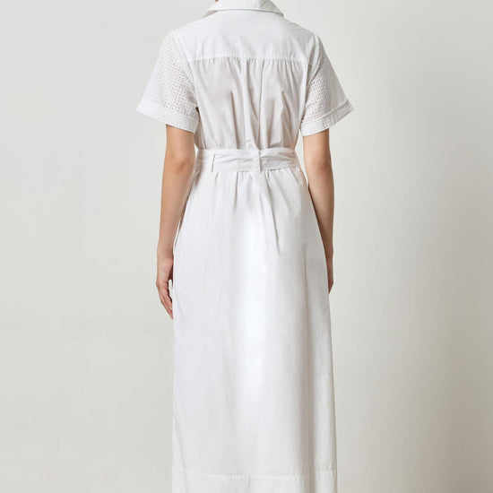 Eyelet Trim Maxi Shirt Dress Womens Dress White A2