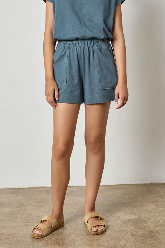 Elastic Hem Polo Womens Short Dusk A1