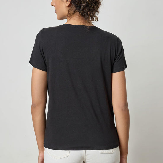 Short Sleeve V-Neck in color Black Image A2