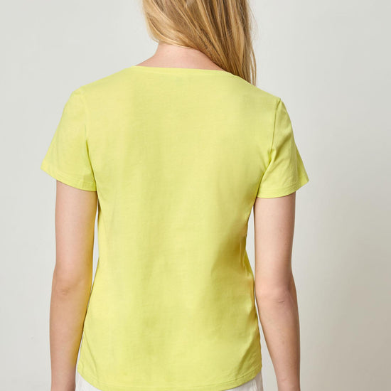 Short Sleeve V-Neck in color Keylime Image A2
