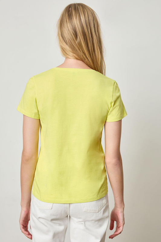 Short Sleeve V-Neck in color Keylime Image A2