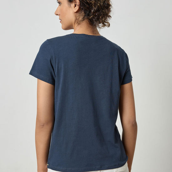 Short Sleeve V-Neck in color Navy Image A2