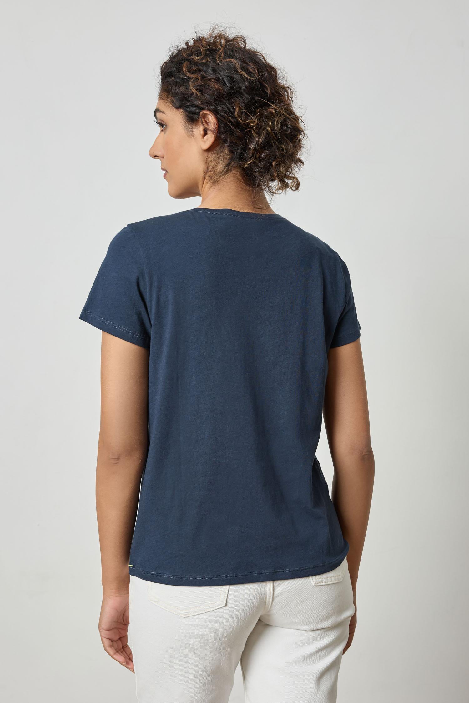 Short Sleeve V-Neck in color Navy Image A2