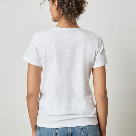 Short Sleeve V-Neck in color White Image A2