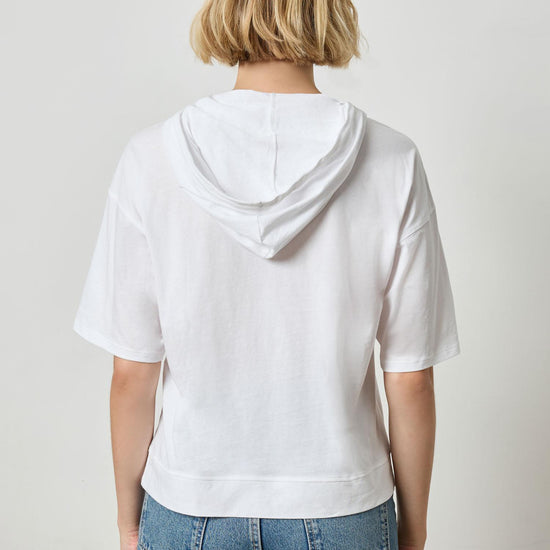 Short Sleeve Hoodie Womens Top White A3