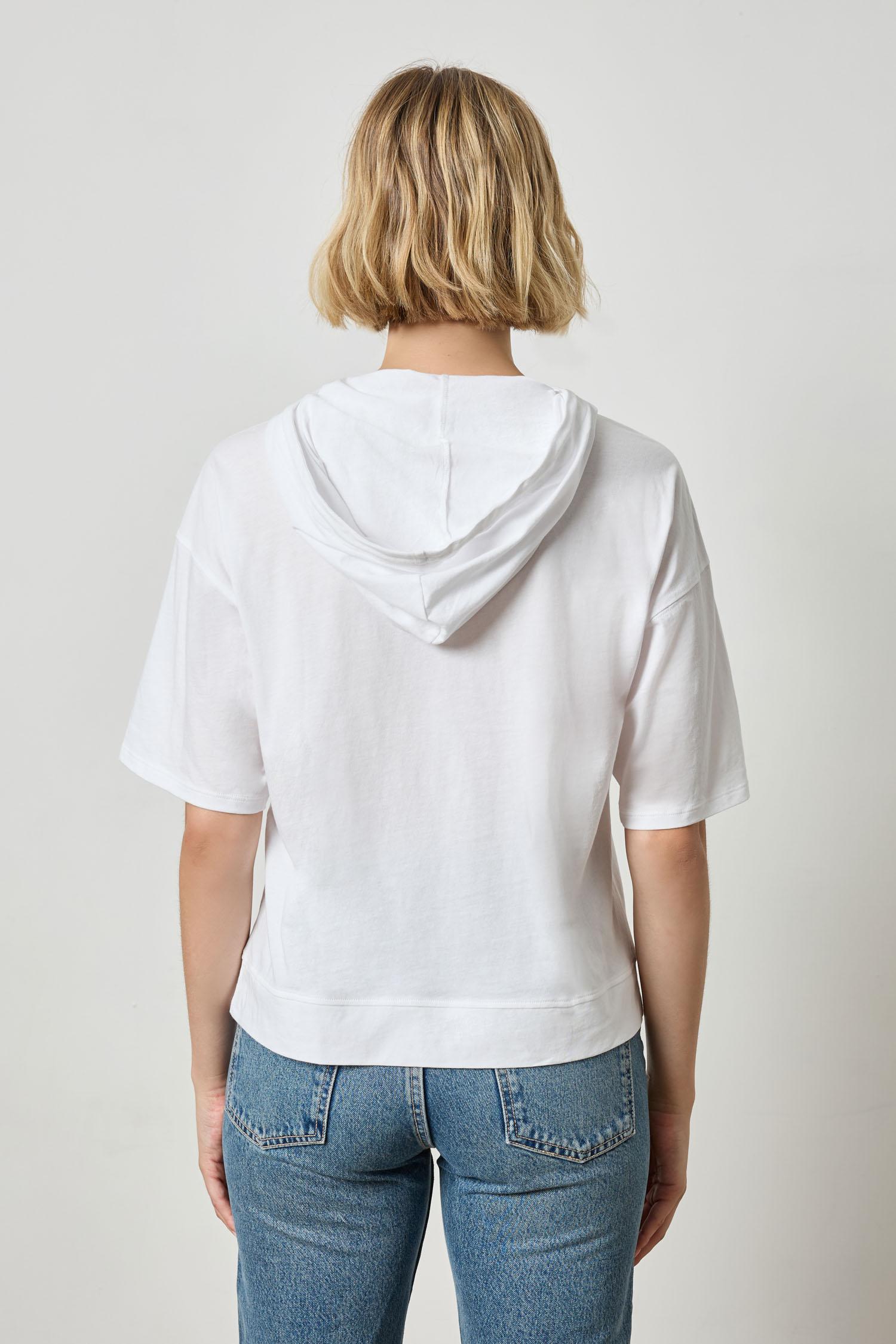 Short Sleeve Hoodie Womens Top White A3