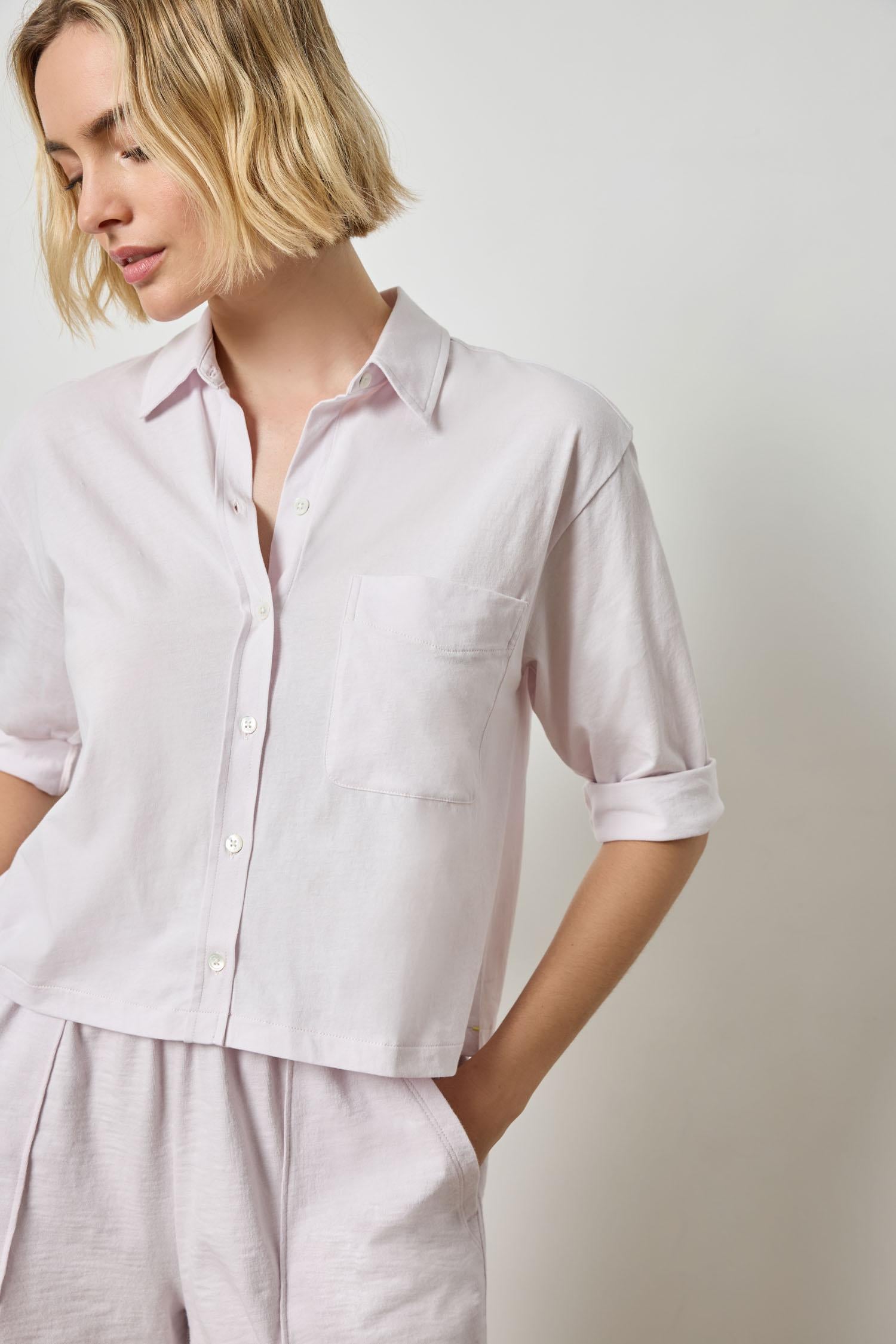 Easy Button Down Tee in color Lily Image A1