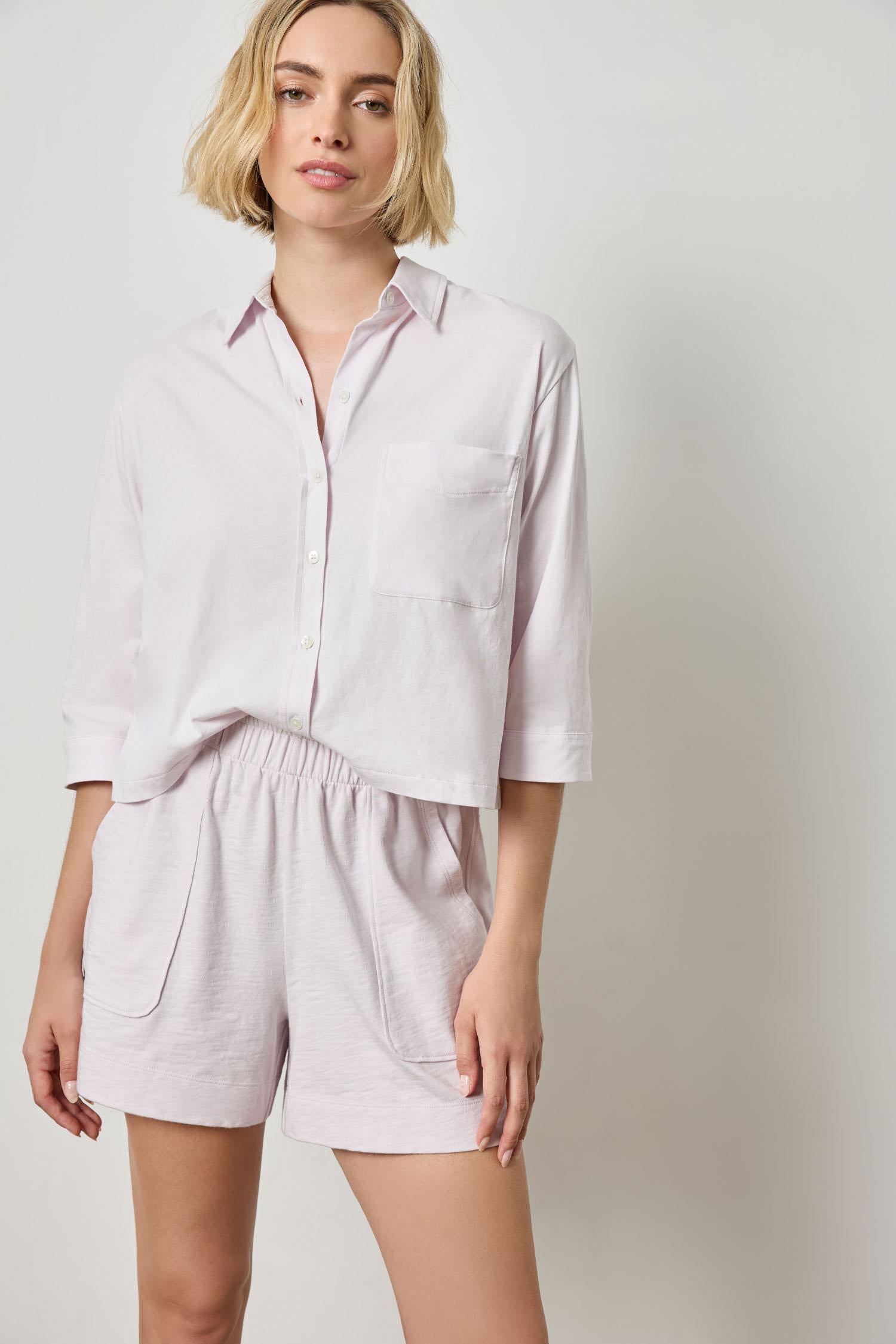 Easy Button Down Tee in color Lily Image A2