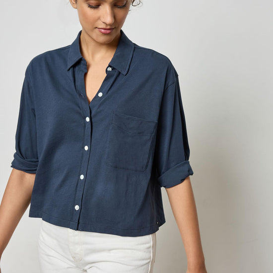 Easy Button Down Tee in color Navy Image A1