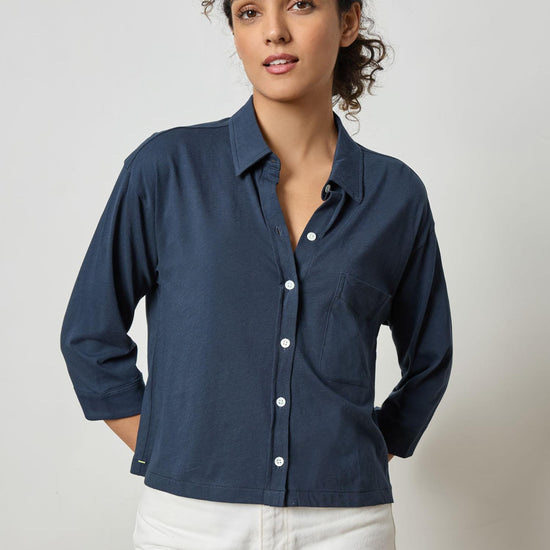 Easy Button Down Tee in color Navy Image A2