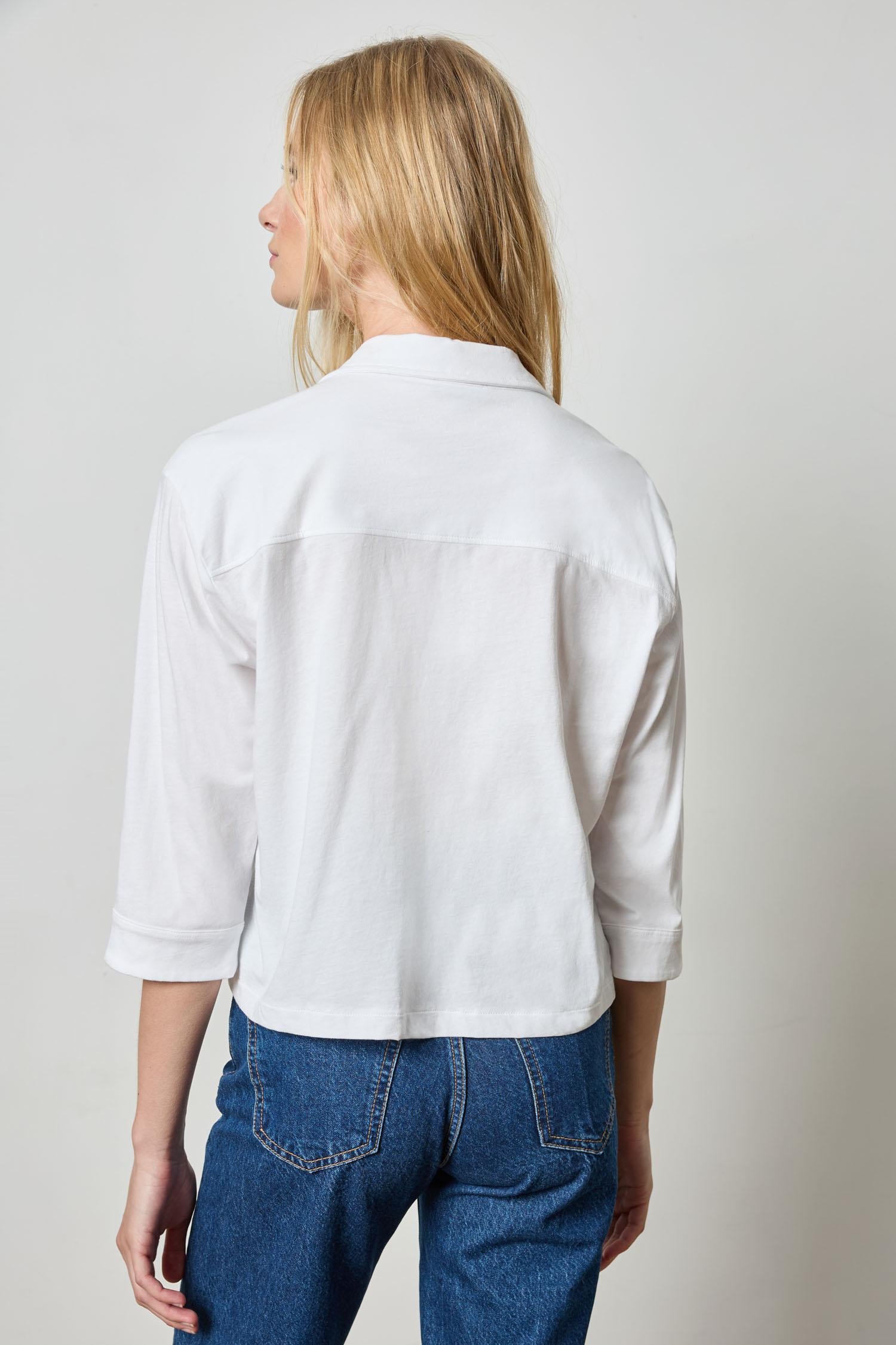 Easy Button Down Tee in color White Image A2